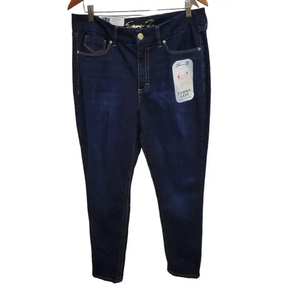 NWT Seven 7 Tummy Less Dark Wash Plus High Rise Skinny Jeans 16 - Picture 1 of 7